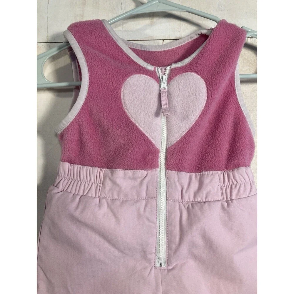 Vintage Columbia Baby Girls Pink SnowPants‎ Bib Heart 12 Months Winter Gear
